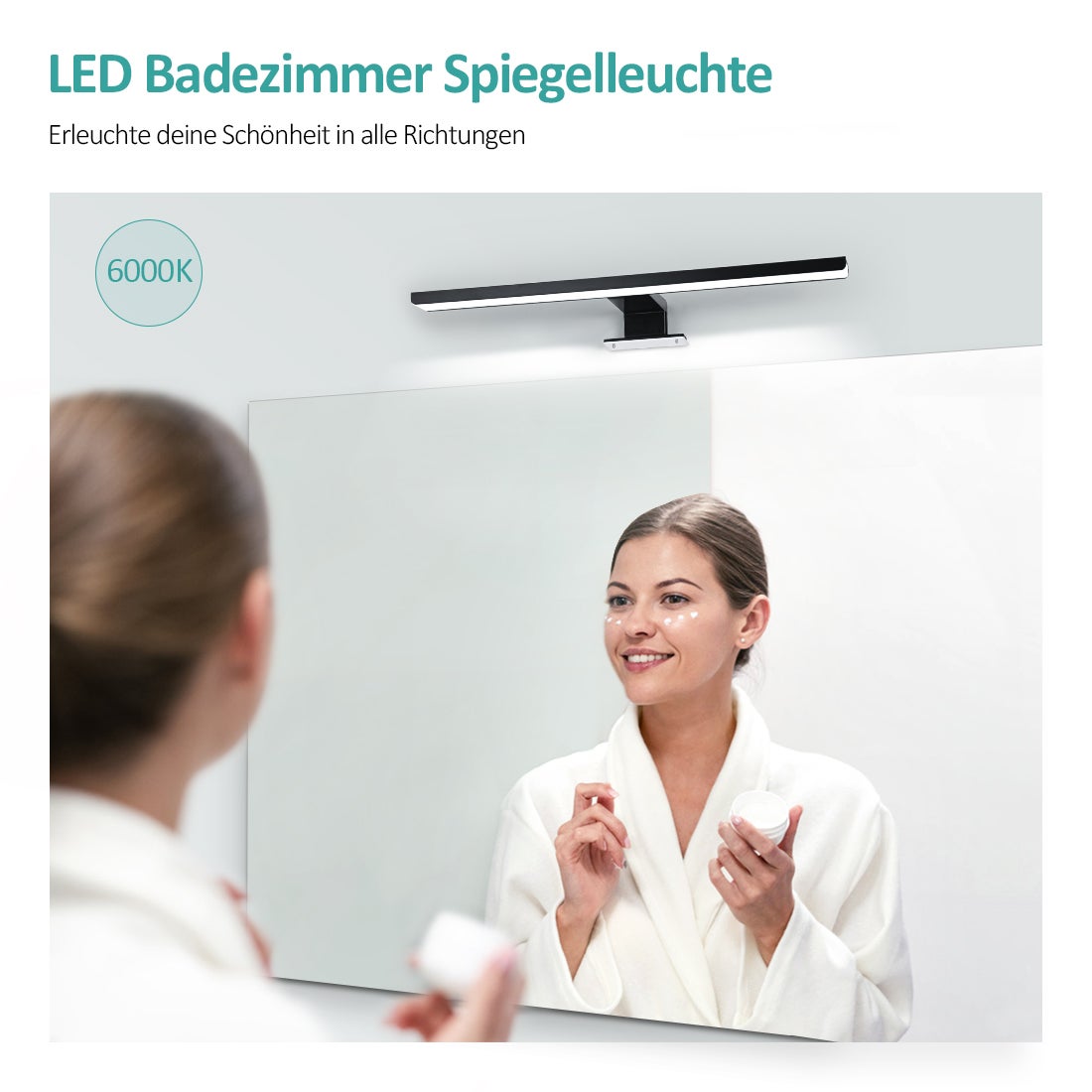 EMKE LED-spiegellamp, 40 cm spiegellamp voor badkamer, IP44, kastlamp, zwart, koelwit licht 6000K