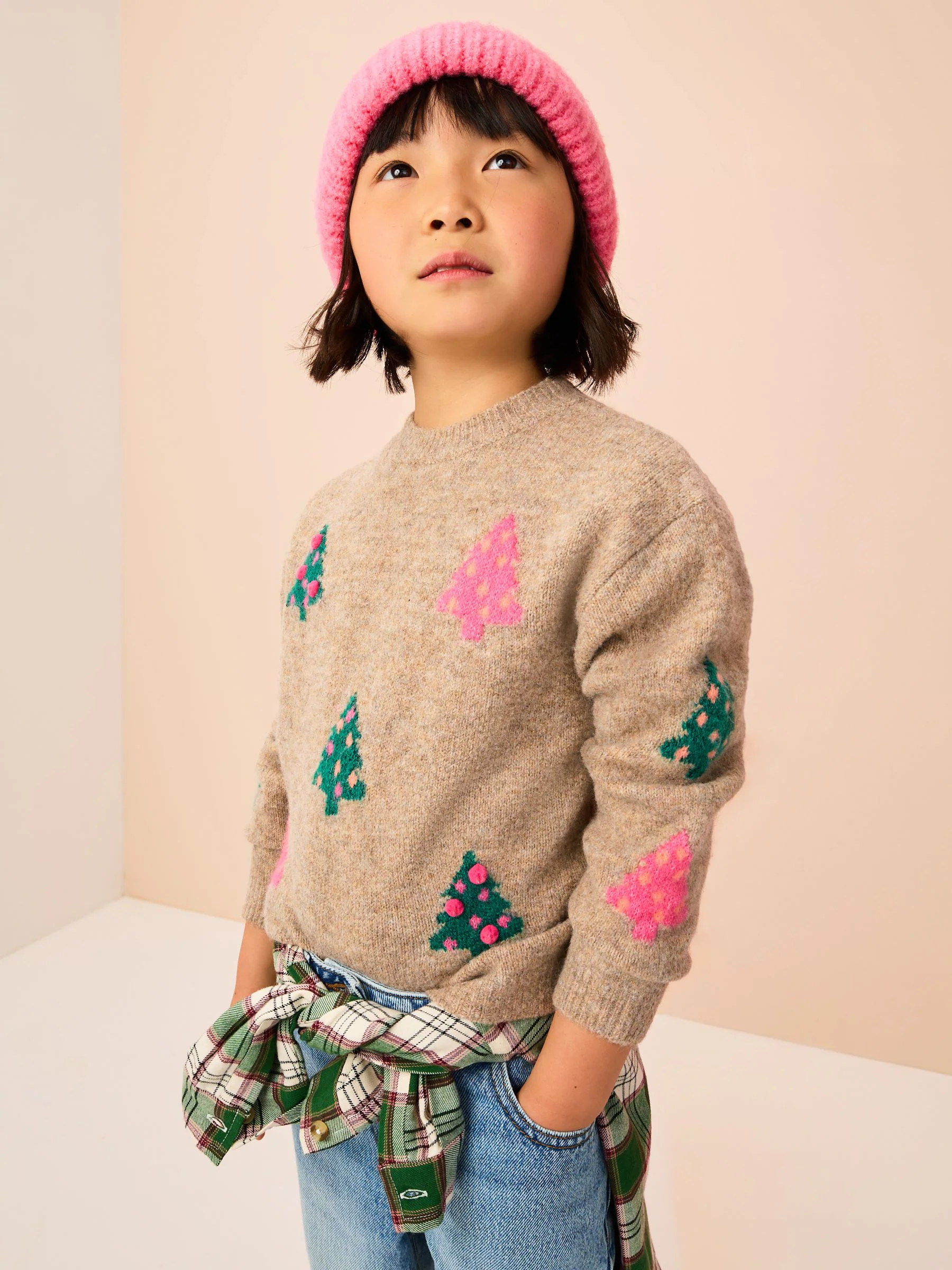 Neutral Bright Trees - Matching Family Christmas Jumper (3-16yrs)