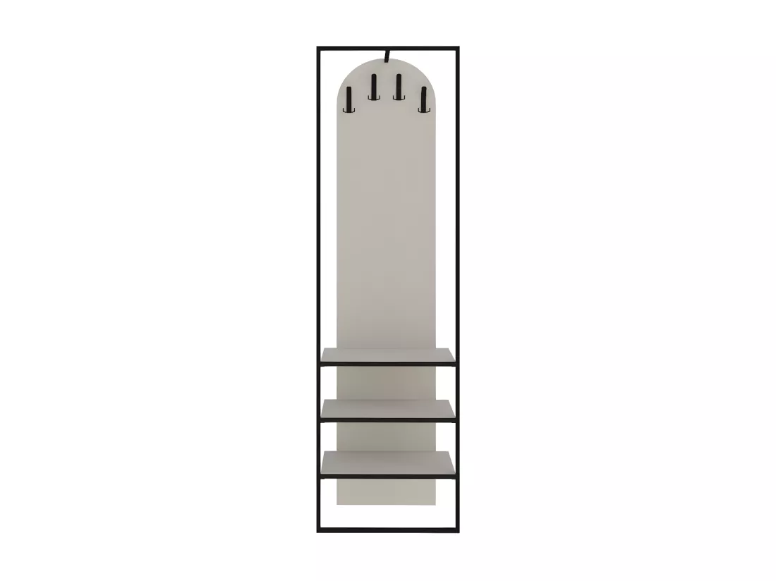 Wynsar - Meuble d'entrée 3 étagères en bois et métal H180cm - Beige