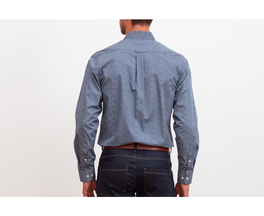 Chemise navy imprimée motifs blancs et rouges - PHIDÉLIEN