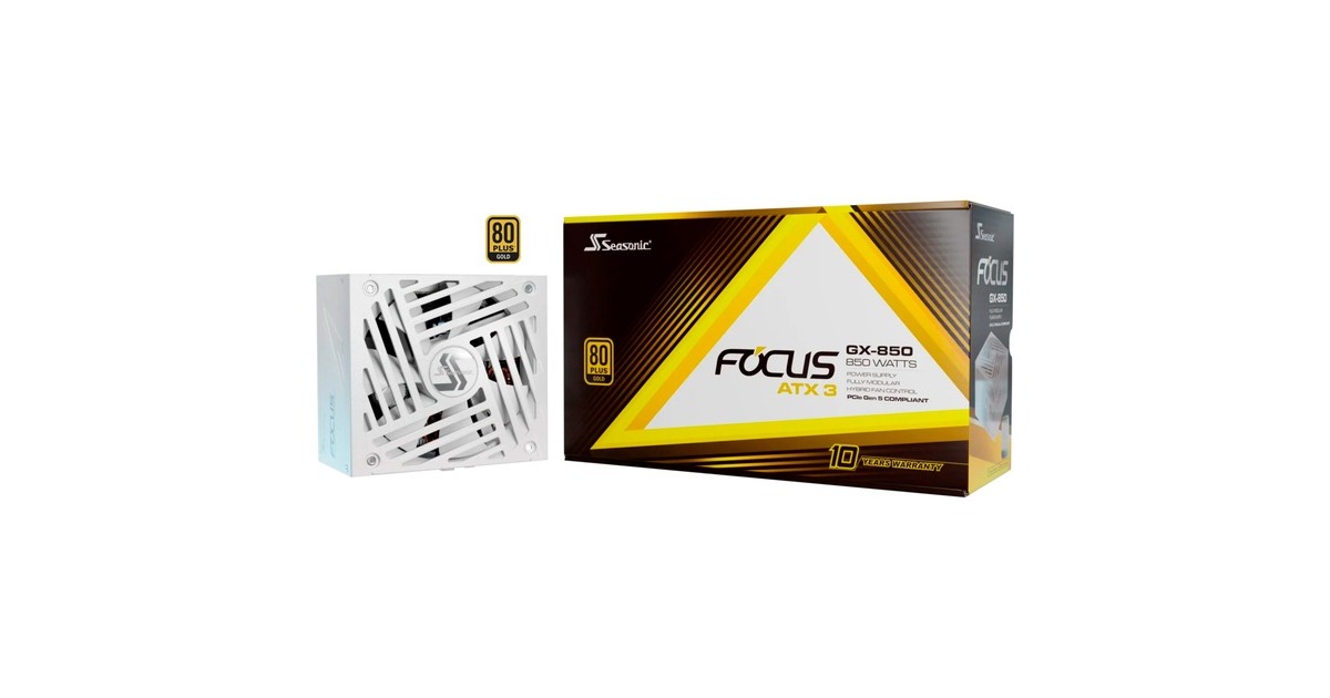 SeasonicFOCUS-GX-850-V4 ATX3.0 modulaire 850 watt voeding   (Wit, 1x 12VHPWR, 3x PCIe)