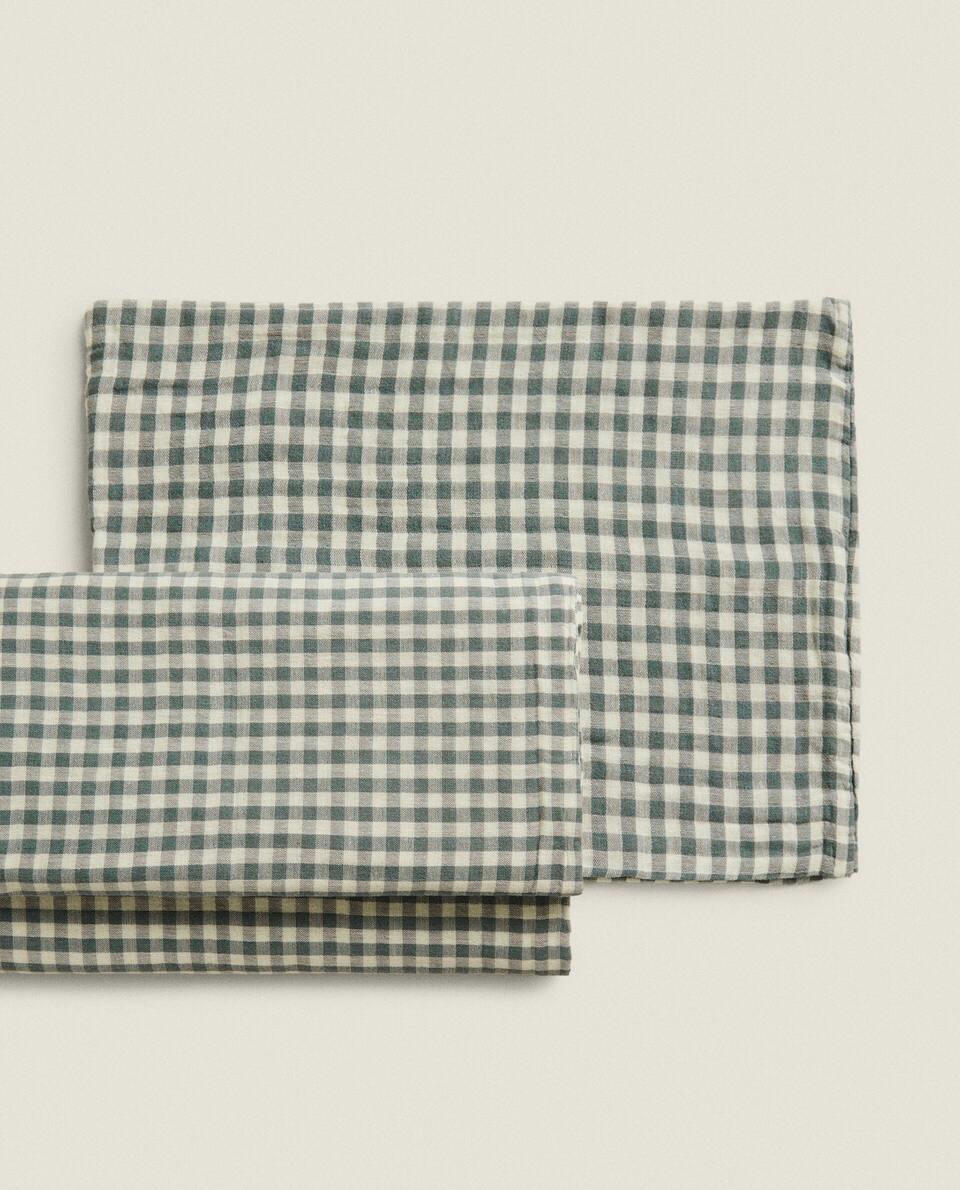 Conjunto de capa de edredom e fronha xadrez vichy