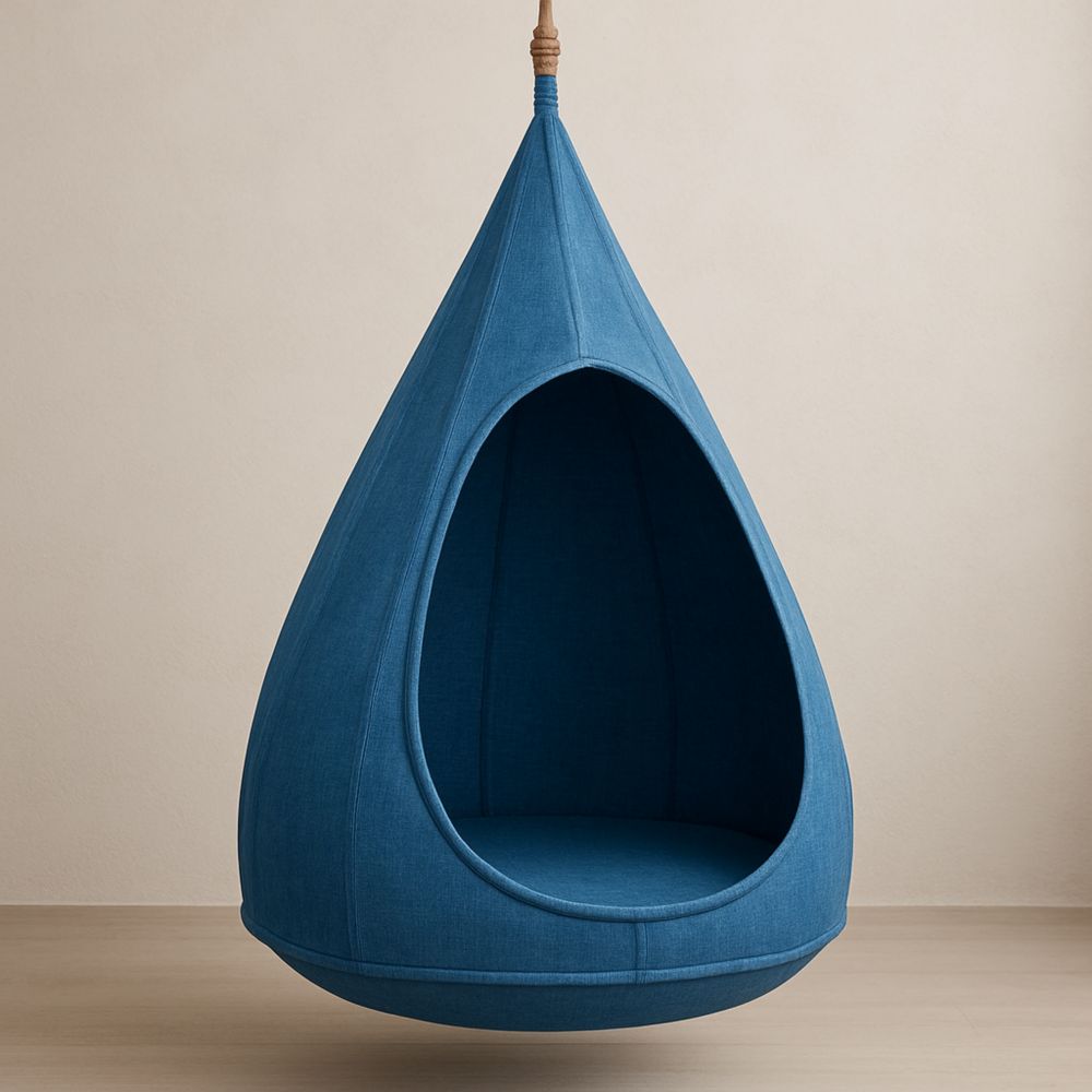 Hängesessel Tropfenform Blau Baumwolle 100 cm Höhe