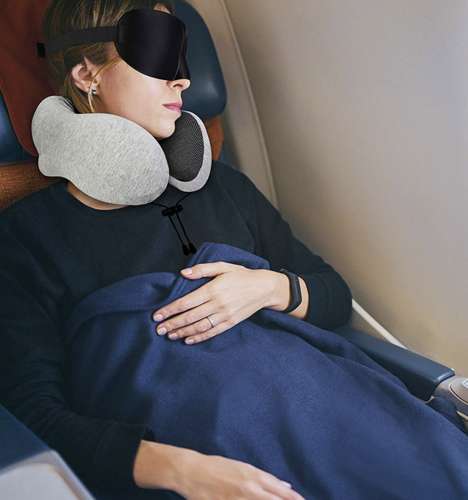 Memory Foam reisepute | 3D nakkepute | Sett med øyemaske og ørepropper