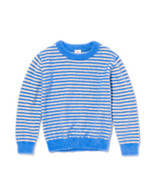pull enfant fluffy à rayures bleu