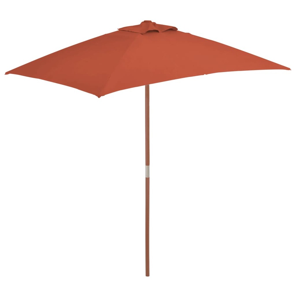 Parasol d'extérieur avec mât en bois 150 x 200 cm orange