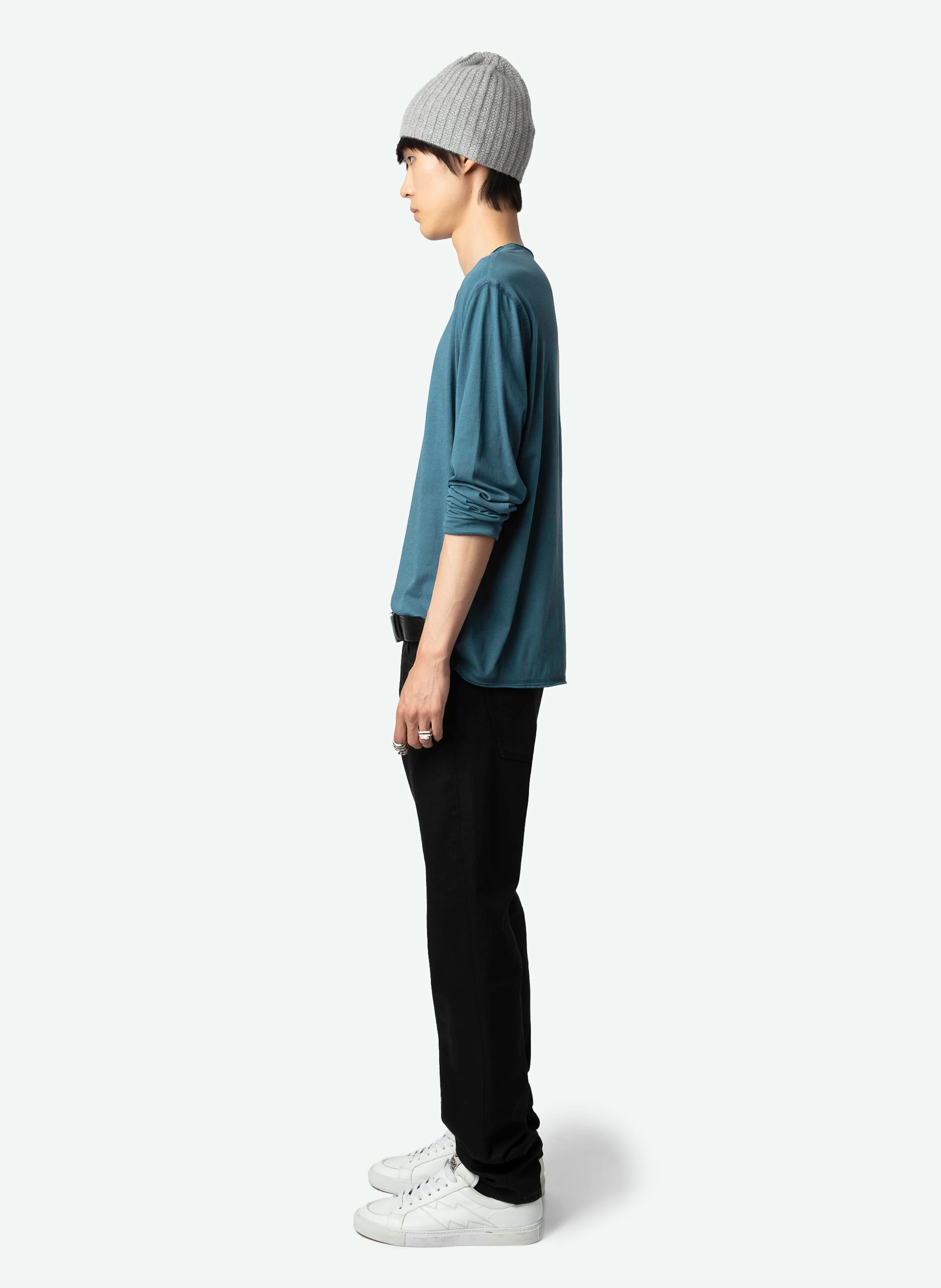 MONASTIR - Tee-shirt col V en coton bio| Bleu