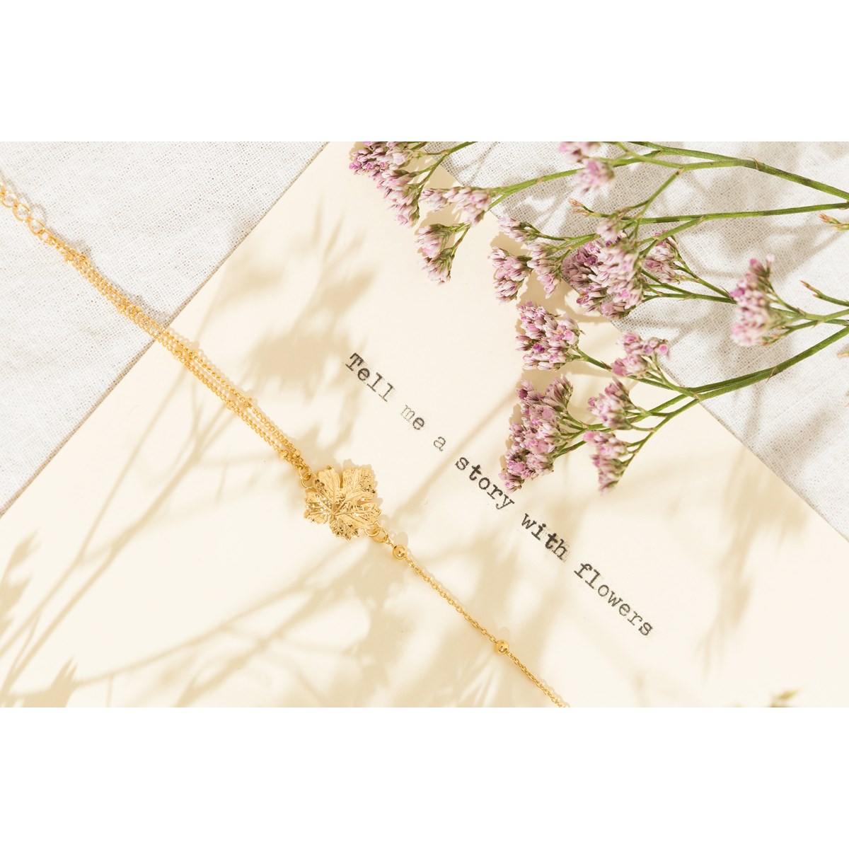 bracelet feuille doré à l'or fin - HÉRA