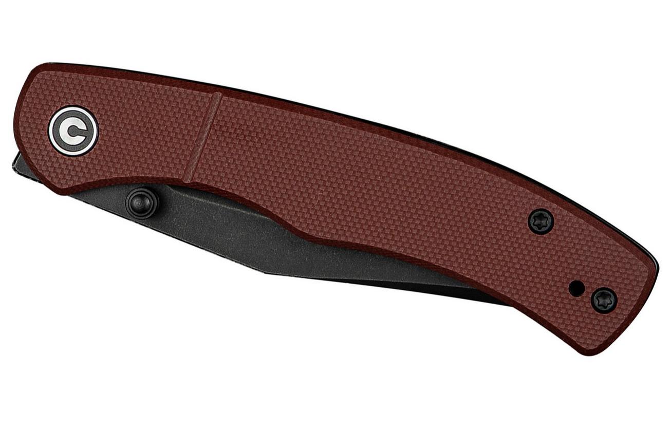Civivi Clingman C23065-2 Black Stonewashed Nitro-V Burgundy G10, zakmes, Taylor Martin design