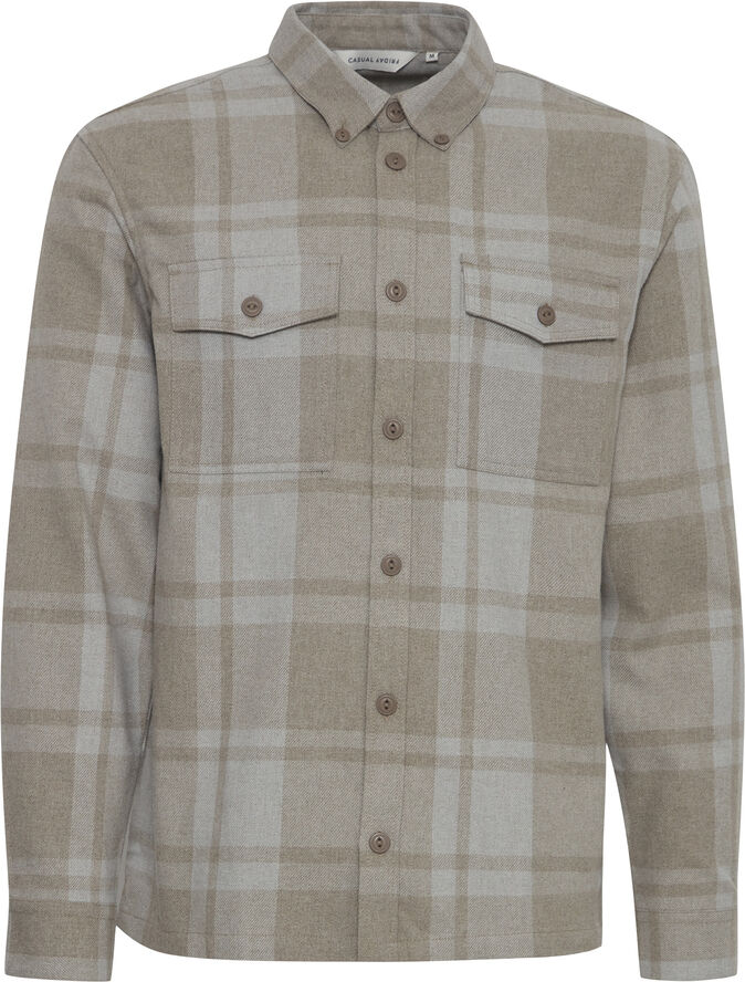 Casual Friday CFAUGUSTO LS checked overshirt Silver mink melange