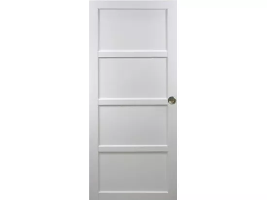 Porte Coulissante Tamera Blanc 4 Panneaux H204 X L63 + Rail à Roulettes Et 2 Coquilles Gd Menuiseries
