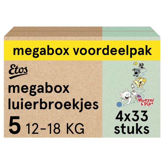 Etos Woezel & Pip Luierbroekjes Junior Maat 5 12 - 18 kgMegabox 4x33 stuks