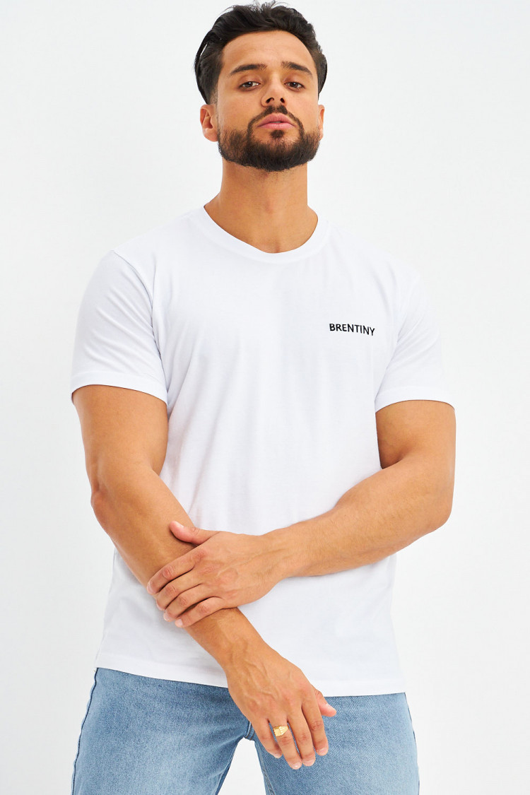 T-shirt basique logo Brentiny brodé blanc