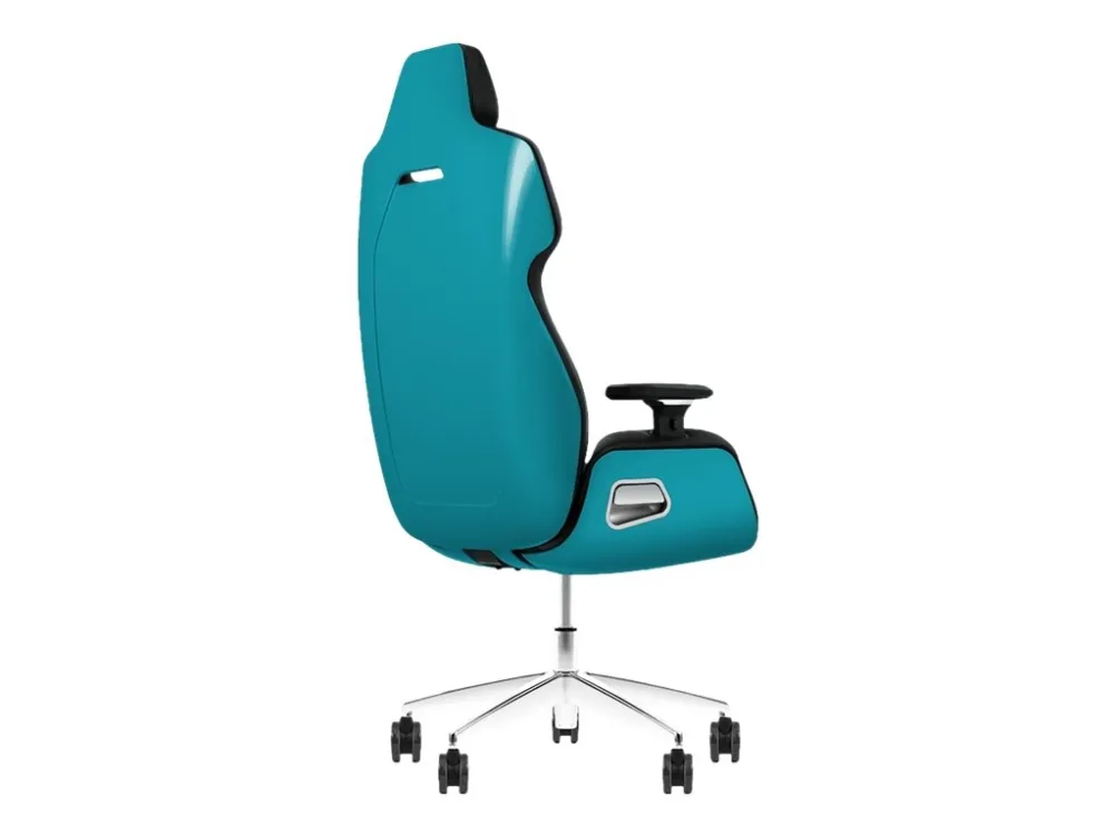Thermaltake ARGENT E700 - Stol - ergonomisk - høj ryg - armstøtter - T-formet - vippe - drejeled - aluminiumlegering, perforeret læder, højdensistets støbt skum - sort, Oceanblå