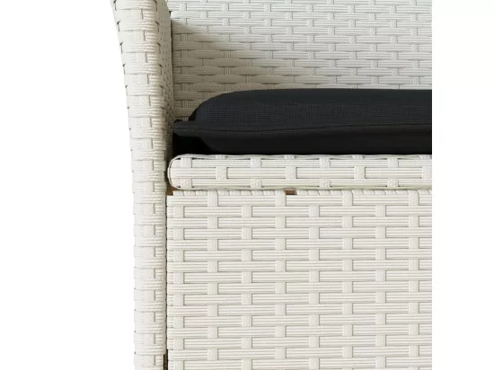 Ensemble à manger de jardin et coussins 9 pièces blanc rotin verre