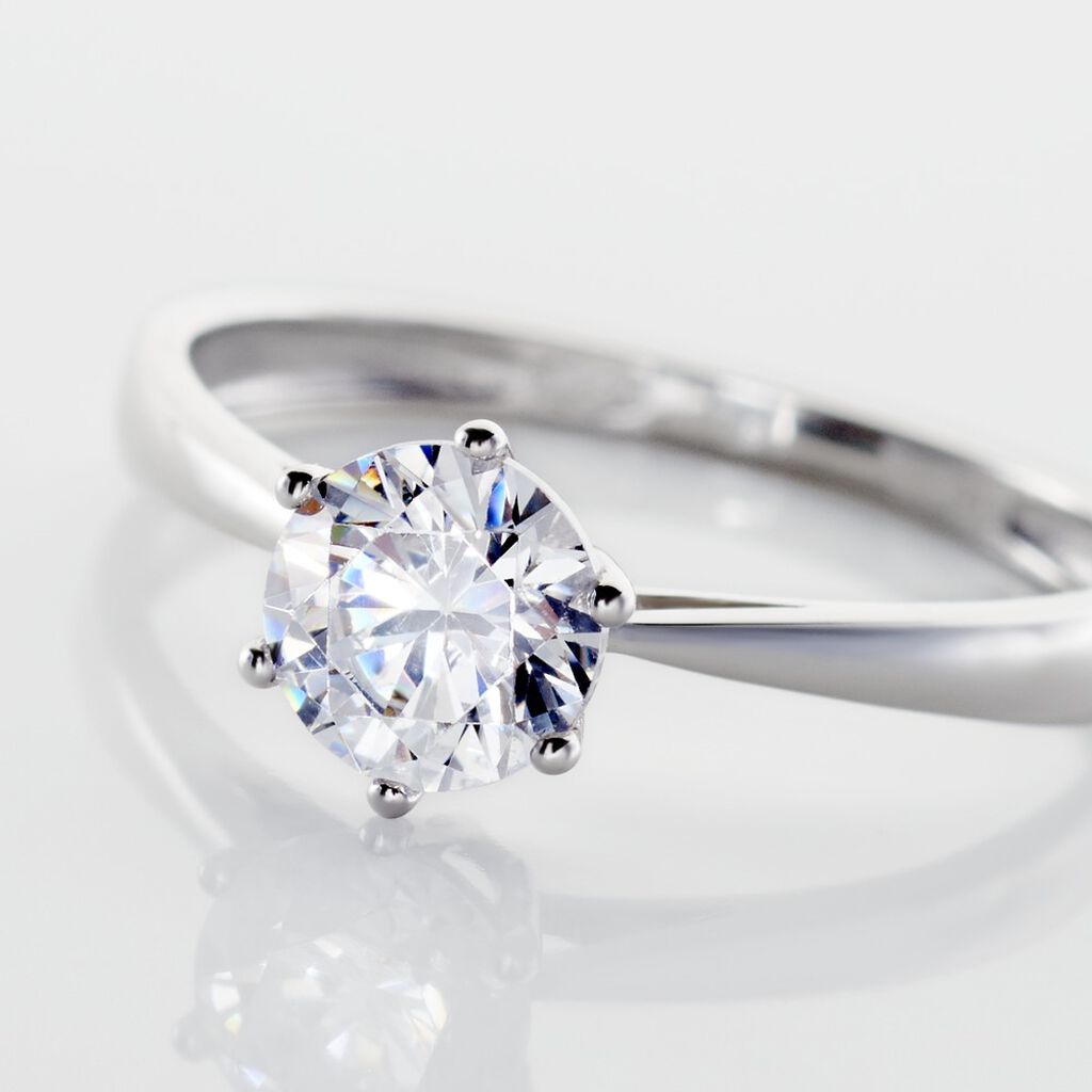 Solitaire Or Blanc Laurian Oxyde De Zirconium Blanc