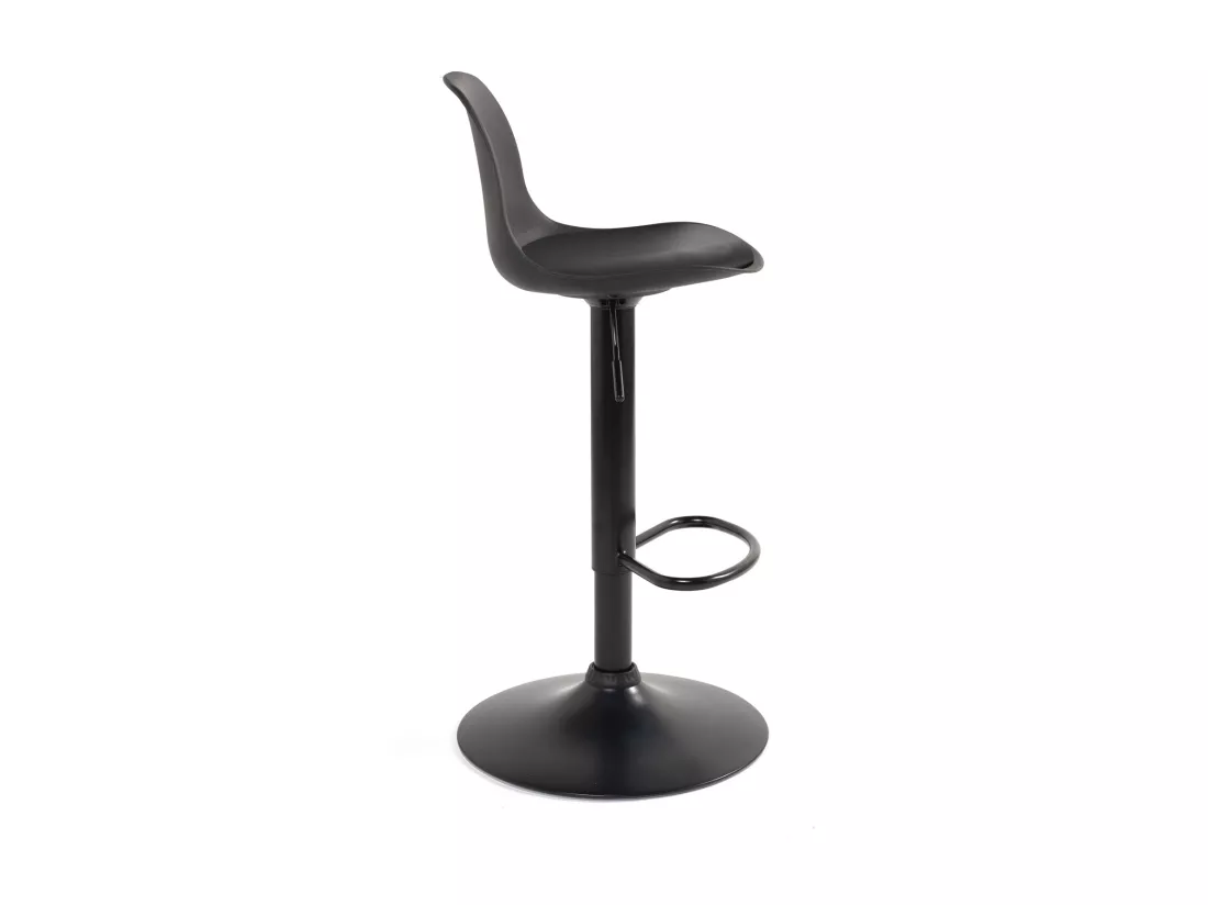 Lot 2 tabourets de bar noir design coussin simili cuir pivotant hauteur réglable SIG (noir intégral)
