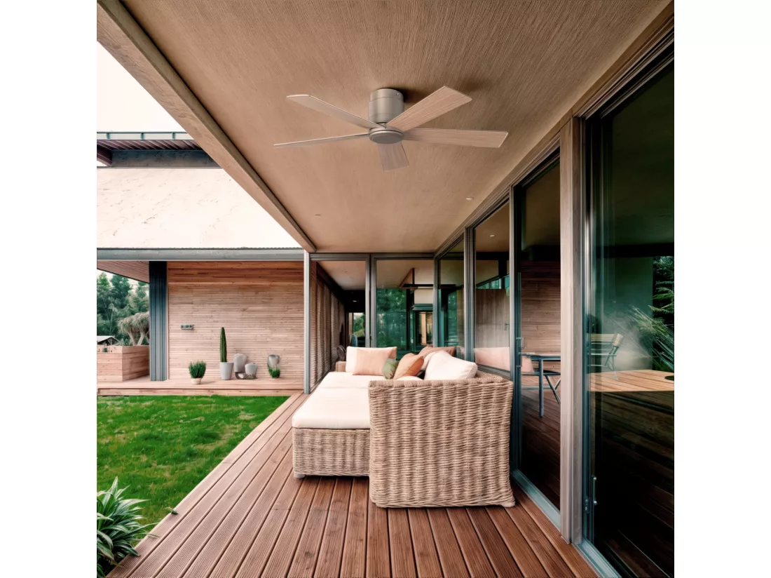 Ventilateur de Plafond Silencieux Flatiron 132 cm Moteur DC Bois clair Télécommande Sans lumière