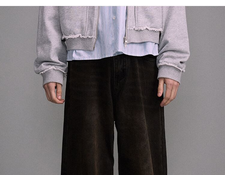 Omozando - High Waist Washed Wide Leg Jeans