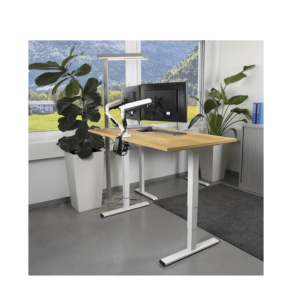 CONTINI höhenverstellbarer Bürotisch 1.4x0.8m Eiche / Gestell ET225E weiss