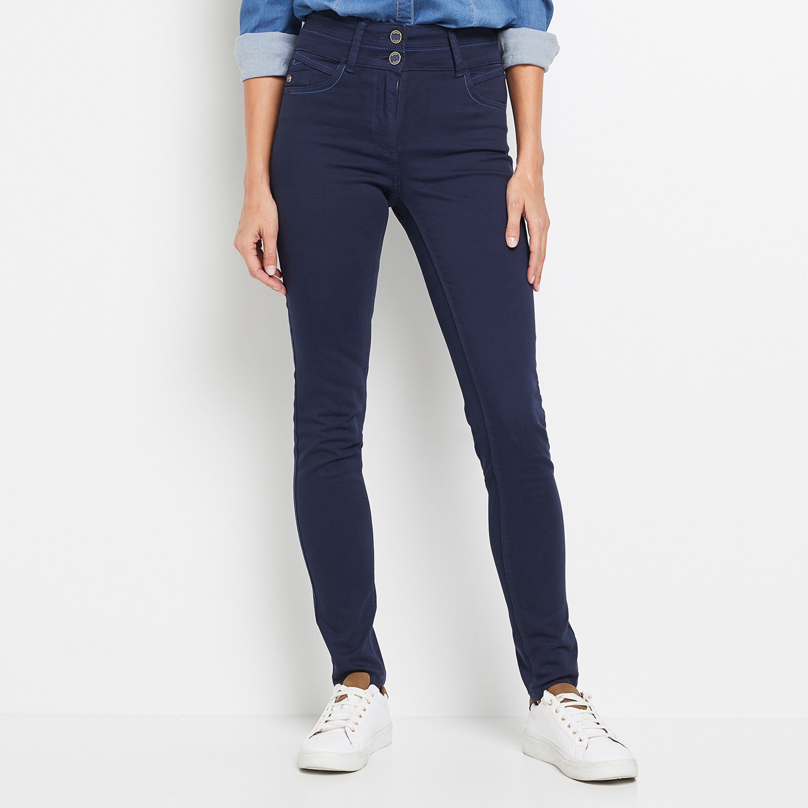Jean slim taille haute BOSTON femme - MARINE