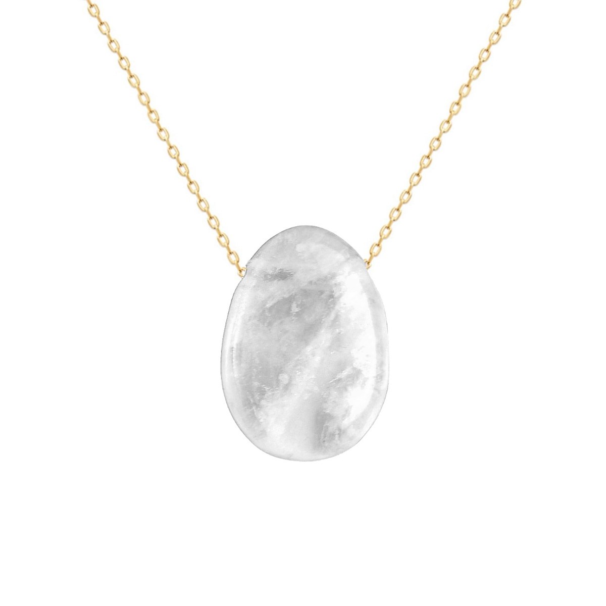 Collier pierre naturelle cristal de roche Plaqué OR 750 3 microns