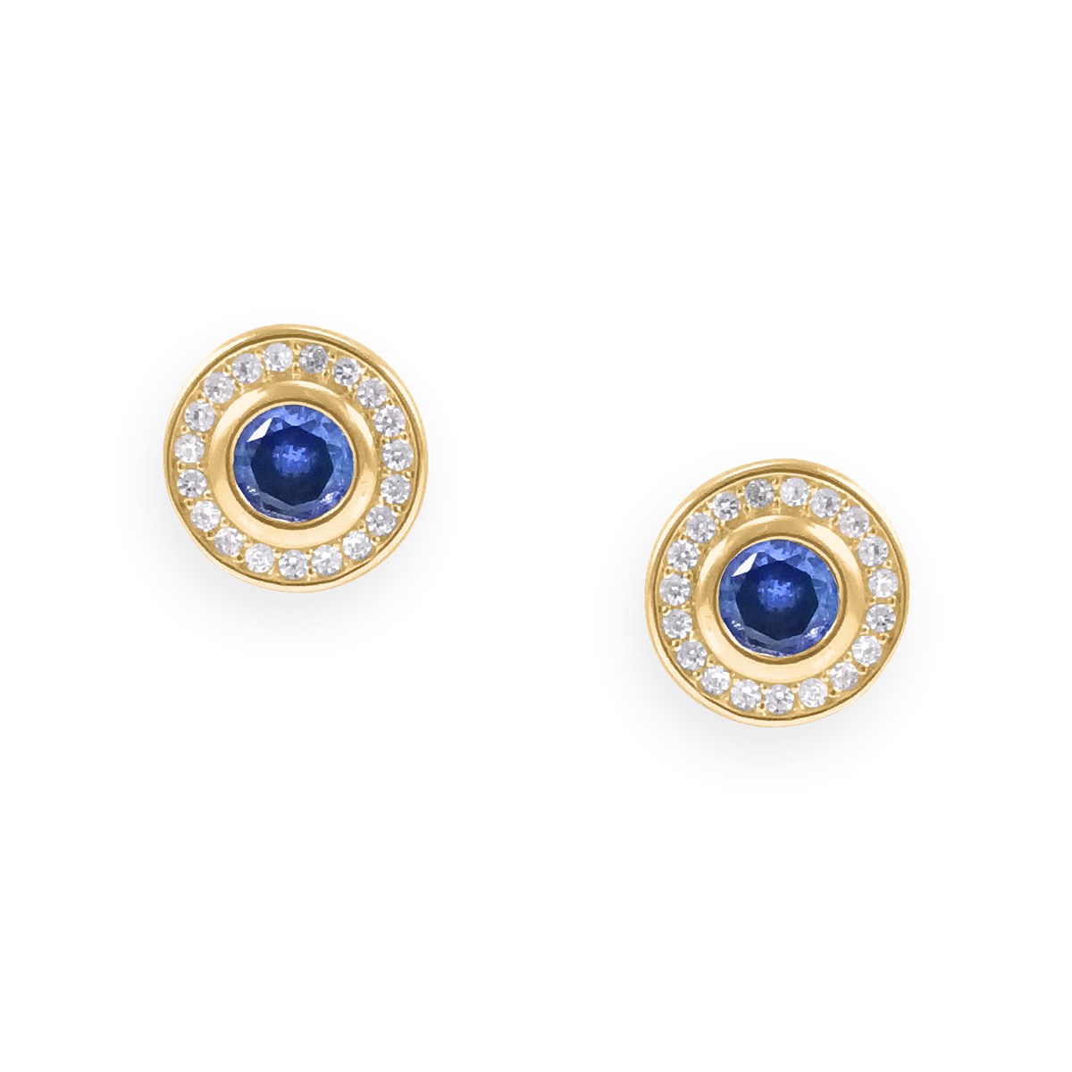 Boucles d'oreilles plaquées or avec oxydes de zirconium bleu