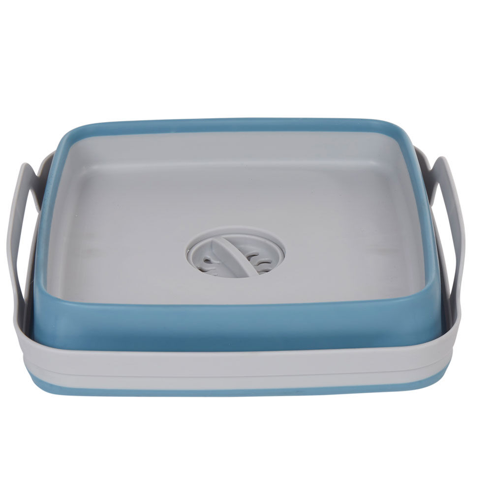 Bassine rétractable bouchon évideur grise et bleue
