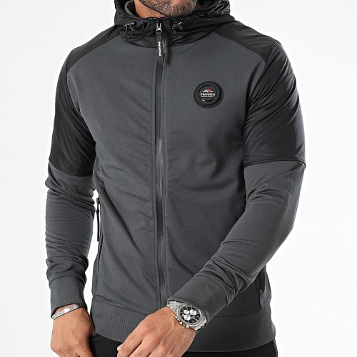 Sweat Zippé Capuche Fynner Gris Carbone Noir