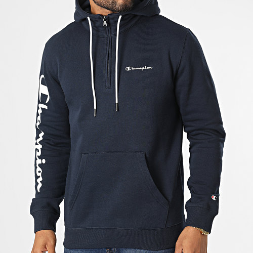 Sweat Col Zippé Capuche 217930 Bleu Marine