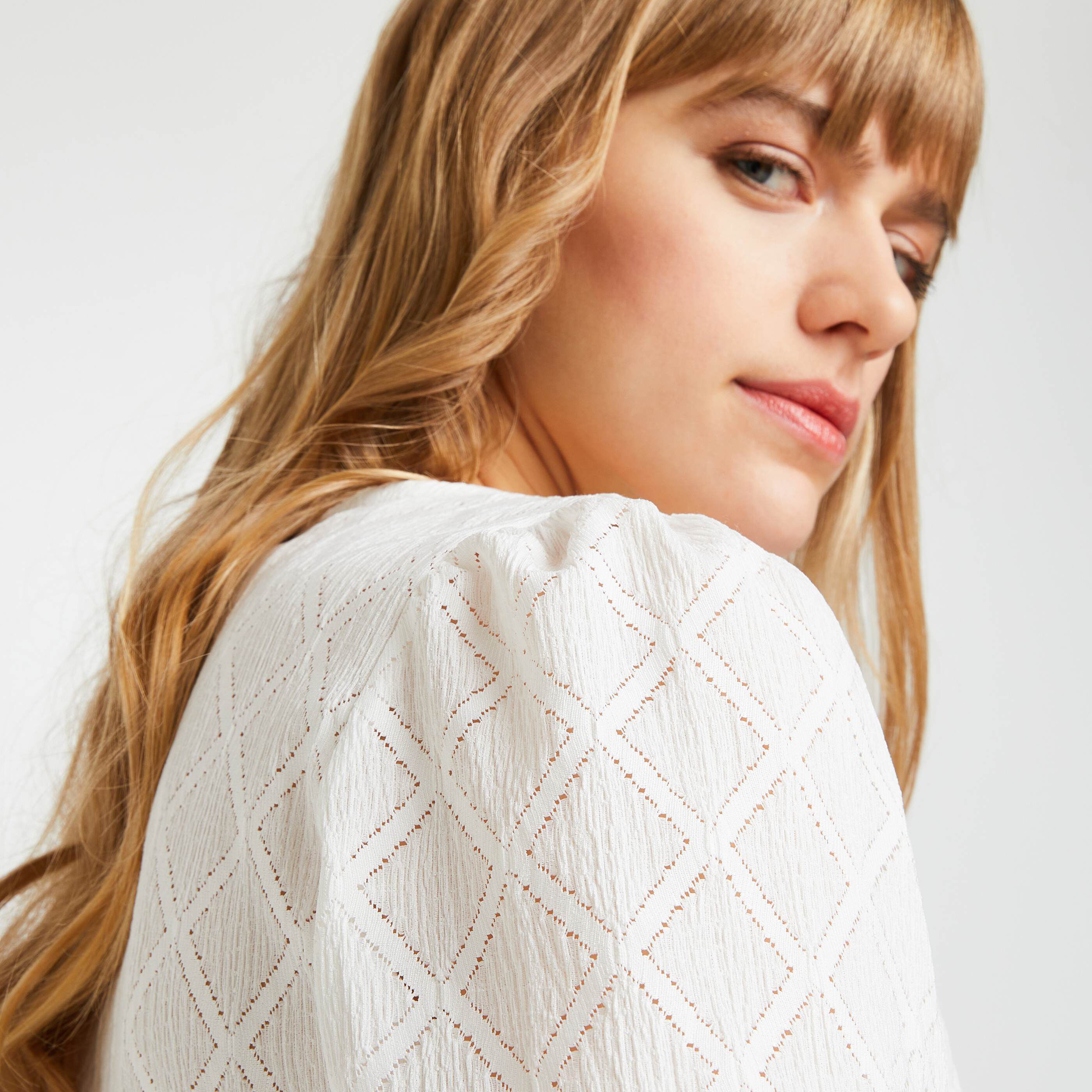 Tshirt ajouré femme - BLANC