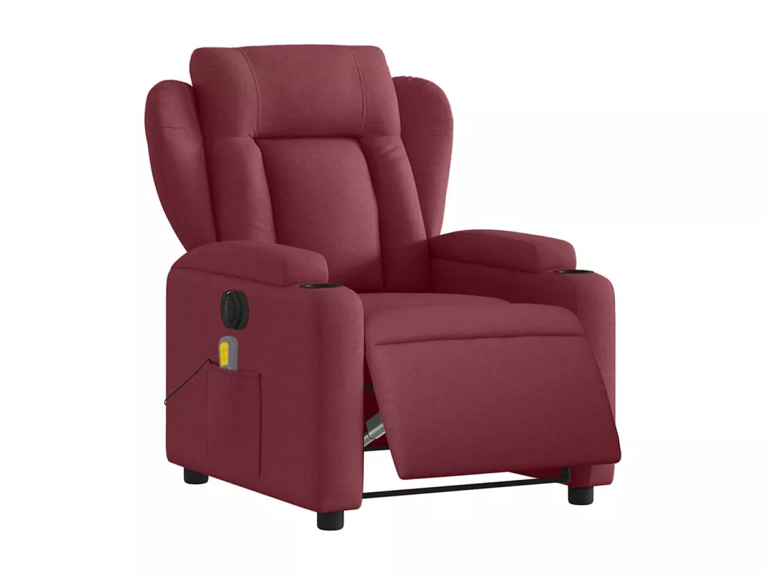 Fauteuil massant inclinable électrique Rouge bordeaux Tissu