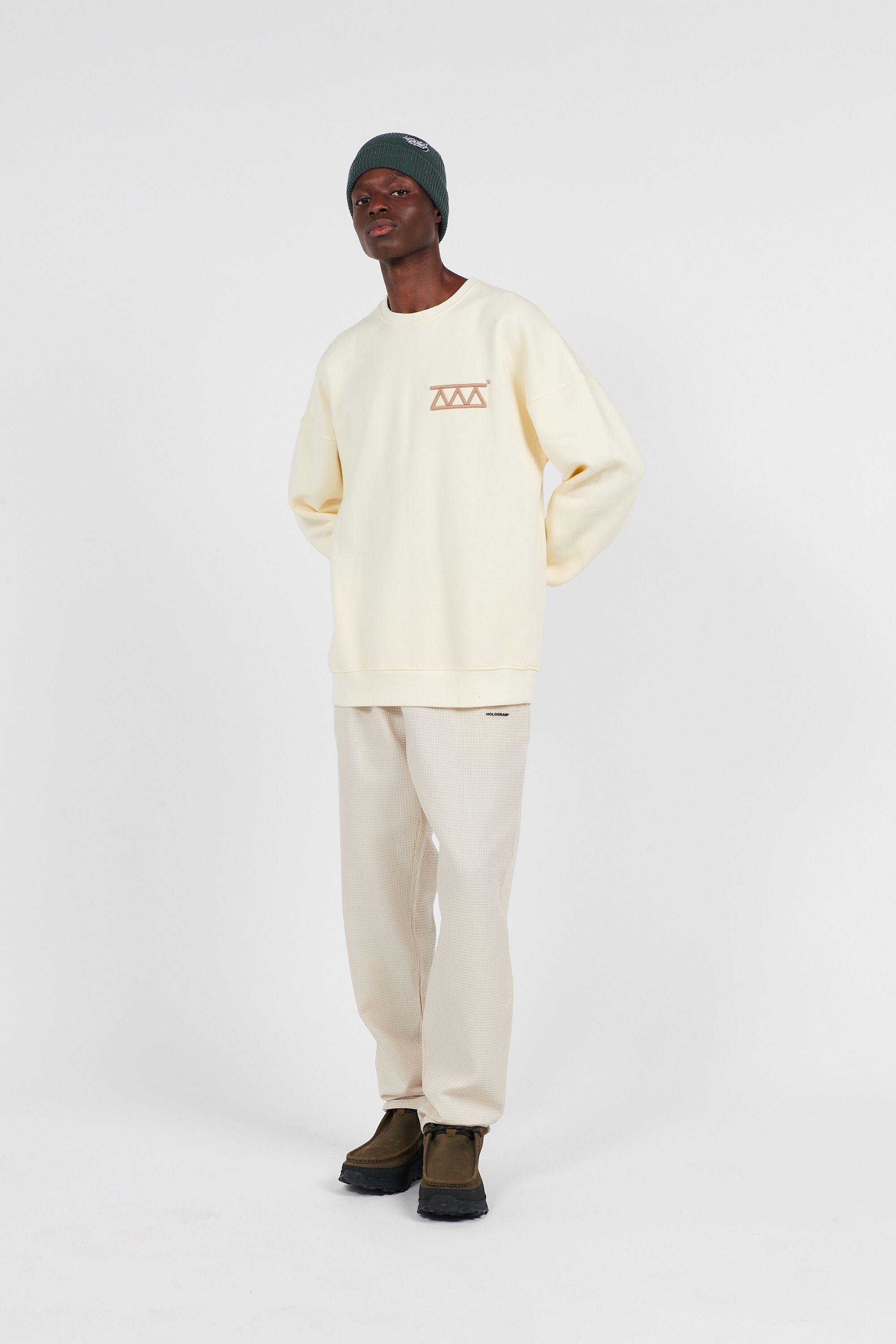 Hologram Jogging PANTALON WAFFLE Beige