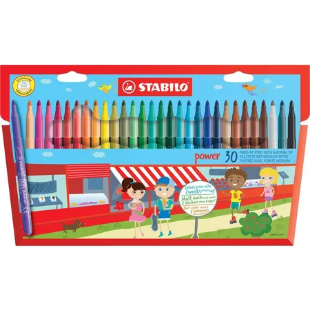 Filzstift - STABILO power - 30er Pack - mit 30 verschiedenen Farben