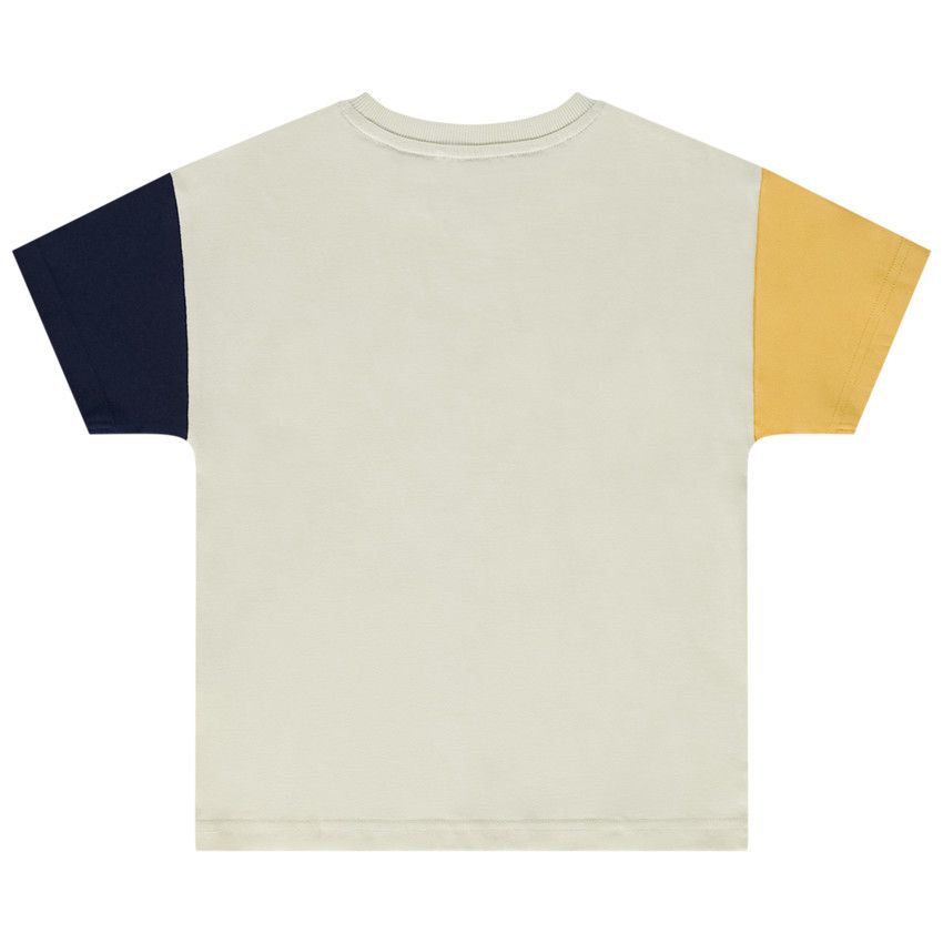 T-shirt manches courtes color block print dino pour garçon - Ecru