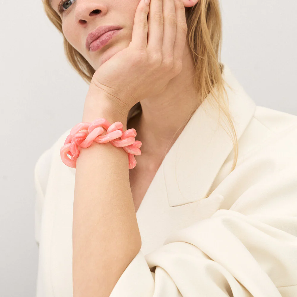Vanessa Baroni  Flat Chain armbånd - peach marble