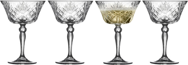 Lyngby Glas Champagneskål Melodia 26 cl 4 stk. Klar