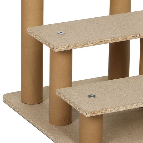 Hundetrapper 3-trinns 35 cm dyretrapper med plysj-utseende kattetrapper for sengesofa Katter opptil 5 kg lysegrå