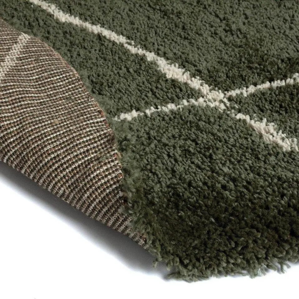 Interieur05 rond berber vloerkleed Nea groen/cream - 160 x 160 cm