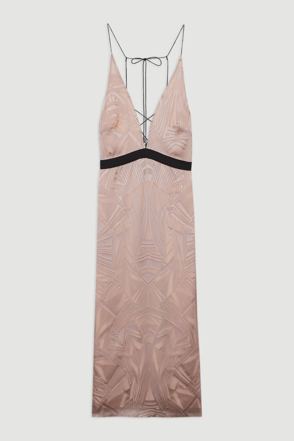 KarenMillen Amelia Graham Robe Colonne en Tissu Tissé avec Détail Lacets Burnout