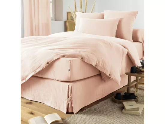 OUREA - Housse de Couette 160x210cm Gaze de Coton Guimauve