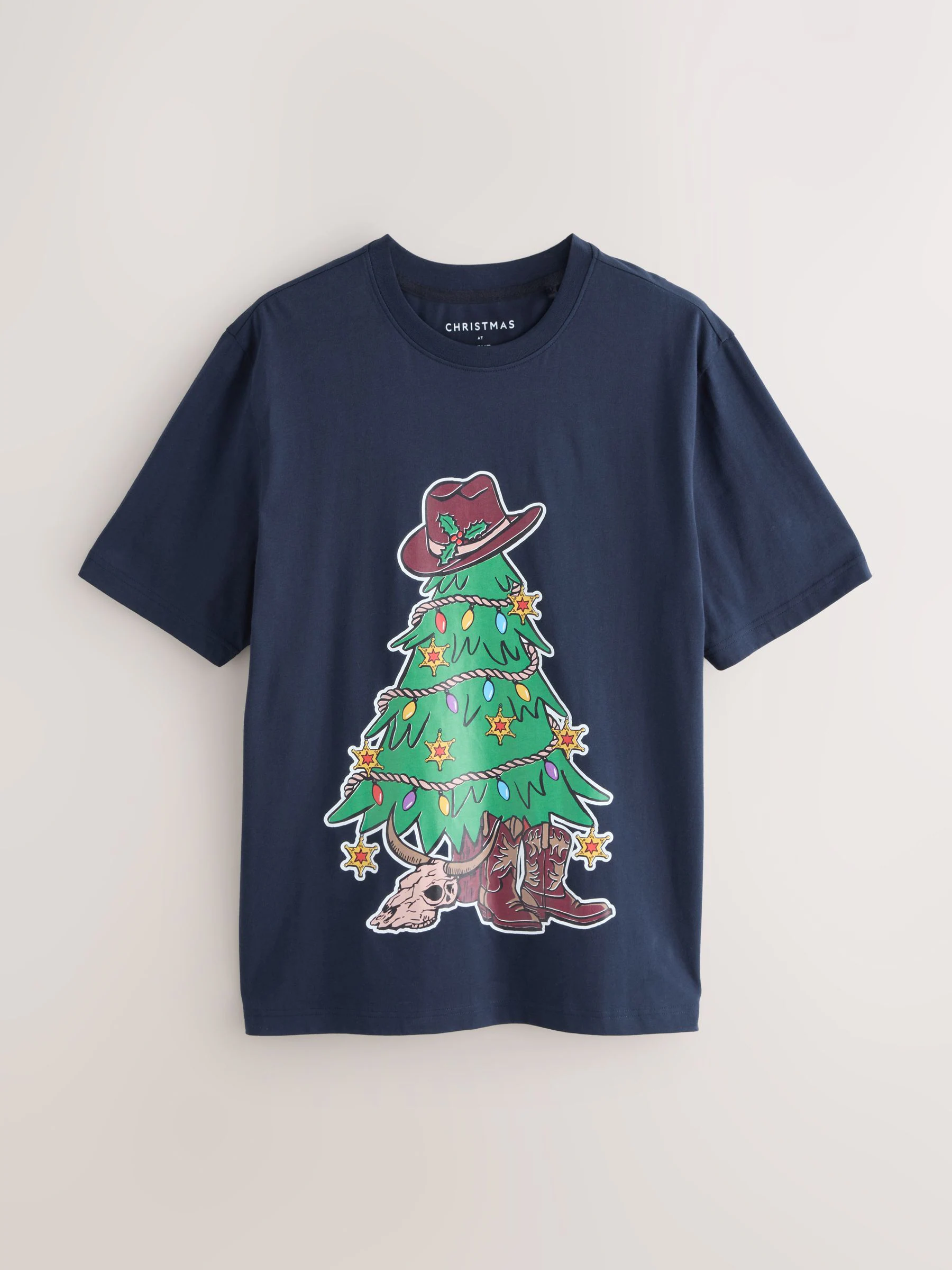 Marineblauw Cowboy Boom - Normale Pasvorm - Kerst T-shirt
