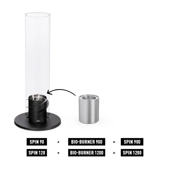 höfats - Spin Bio-Burner 1200 mit Eco-Ring und Löschdeckel, silber