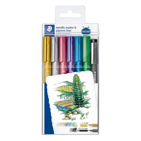 STAEDTLER® Metallic Marker 6 Stück + Pigment Liner