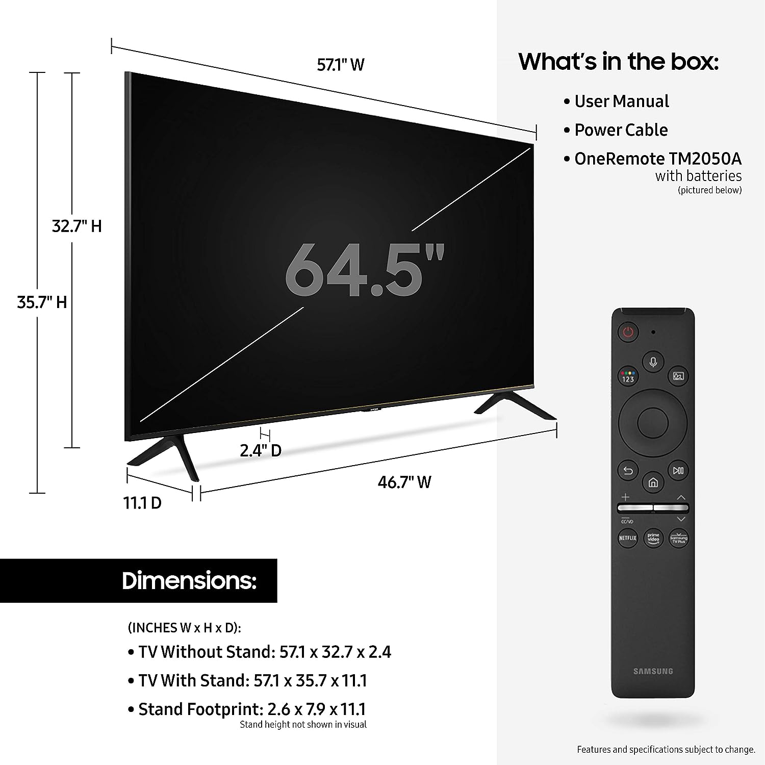 Samsung Crystal UHD Série TU-8000 de 65 polegadas - Smart TV 4K UHD HDR com Alexa integrada (UN65TU8000FXZA, modelo 2020)