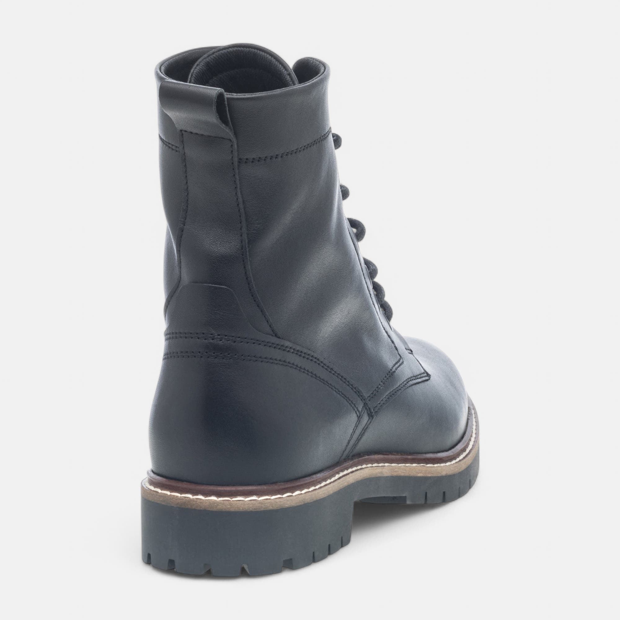 Bottines à lacets Femme en cuir noir