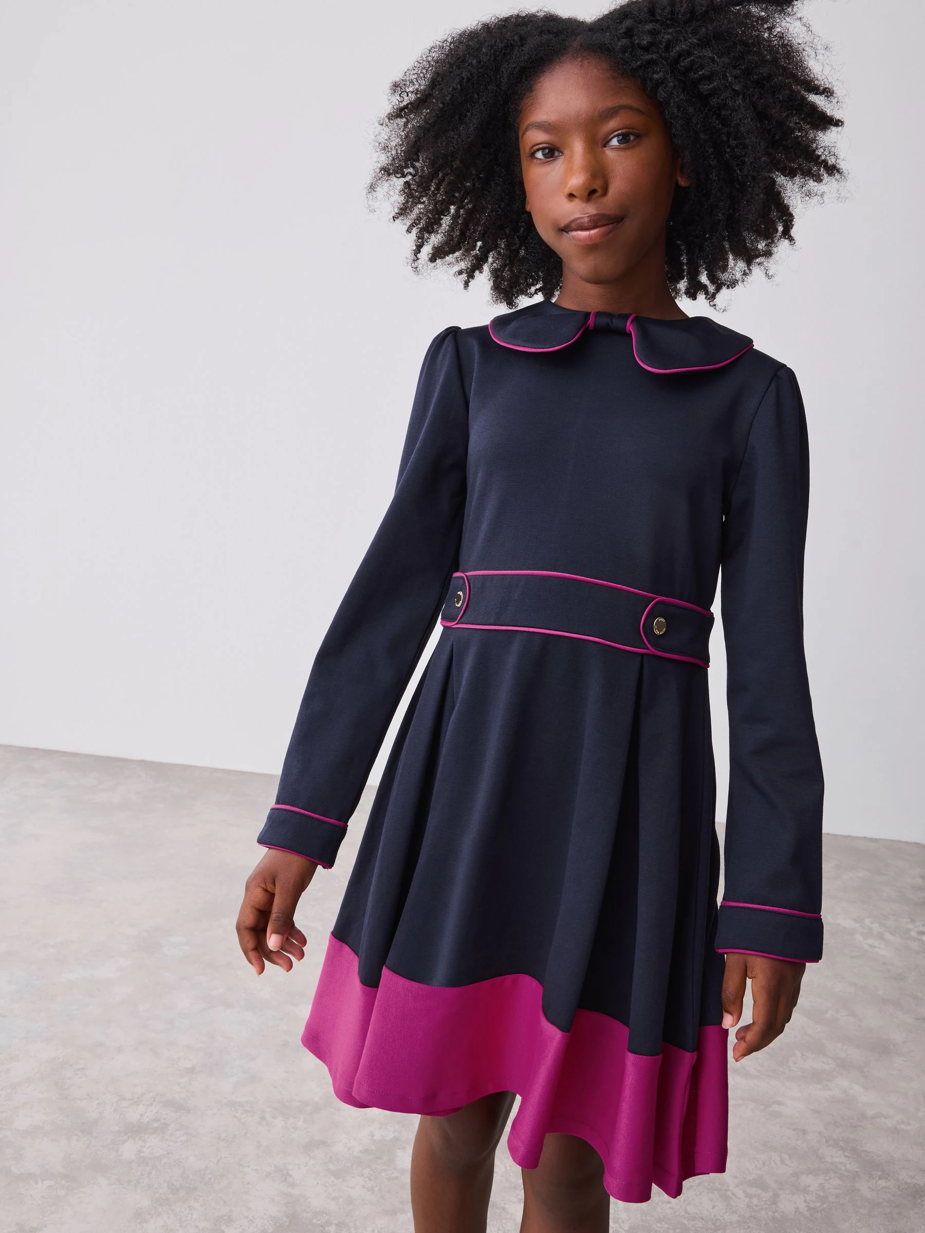 Marineblauw - Baker by Ted Baker Bow Collar Pleated Ponte Dress