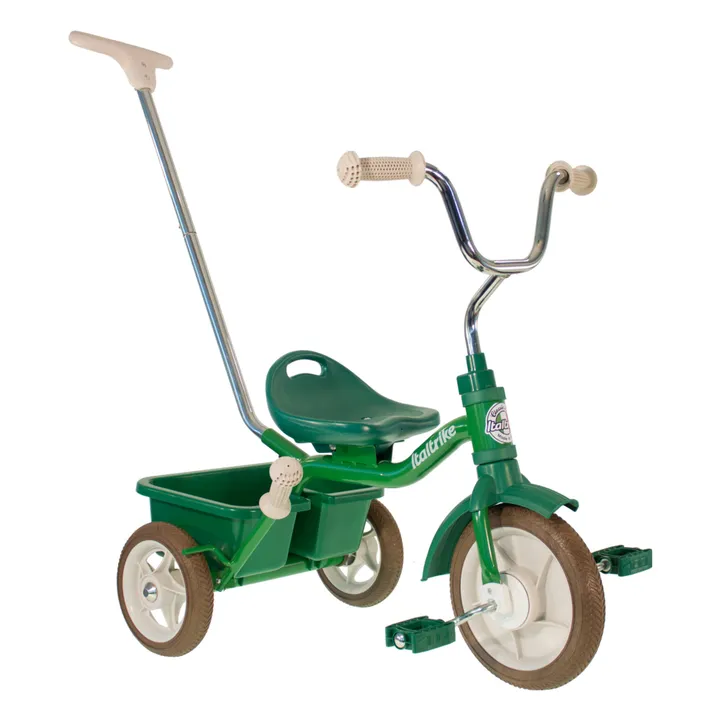 Italtrike Tricycle avec bac de transport et barre | Vert