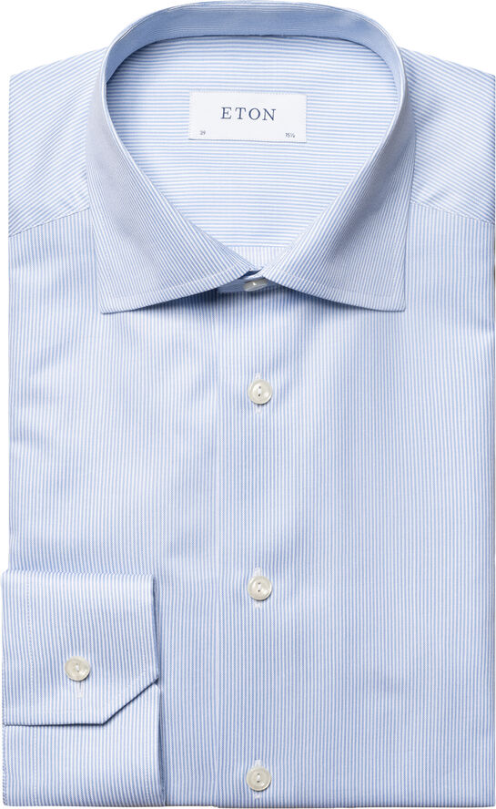 ETON Slim Fit Light Blue Fine Stripe Signature Twill Shirt Blå