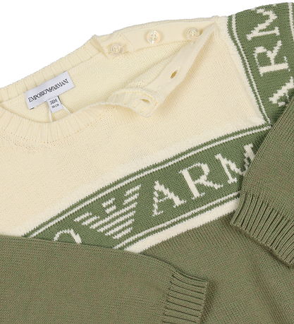 Emporio Armani Bluse - Strick - Fantasia Verde m. Weiß